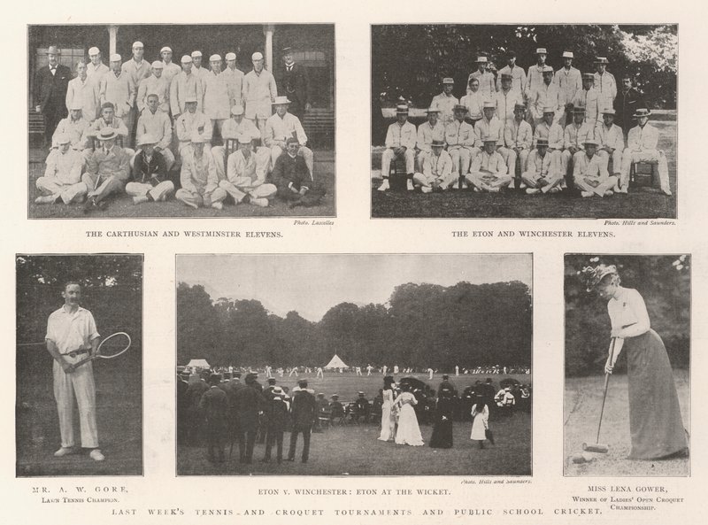 Los torneos de tenis y croquet de la semana pasada y el cricket de las escuelas públicas de English Photographer