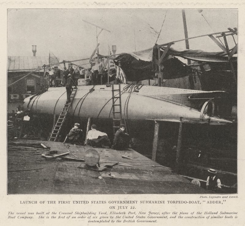 Lanzamiento del Primer Submarino Torpedero del Gobierno de los Estados Unidos, Adder, el 22 de julio de English Photographer