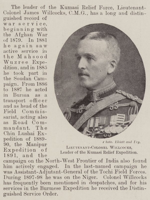 Teniente Coronel Willcocks, líder de la expedición de socorro de Kumasi de English Photographer