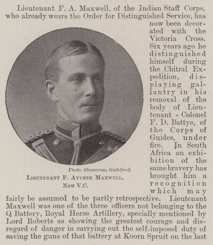 Teniente F Aylmer Maxwell, Nuevo VC de English Photographer