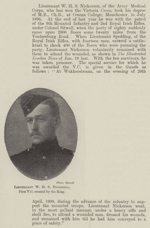 Teniente W H S Nickerson, primera Cruz Victoria creada por el Rey de English Photographer