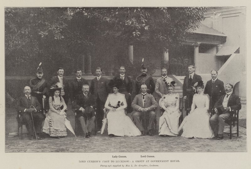 Visita de Lord Curzon a Lucknow, un grupo en la Casa de Gobierno de English Photographer
