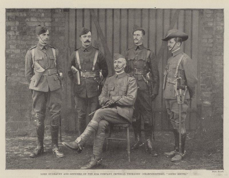 Lord Dunraven y oficiales de la 67ª Compañía de Yeomanry Imperial (Tiradores), yendo al sur de English Photographer
