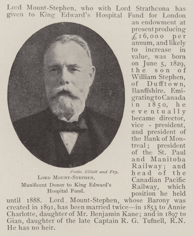 Lord Mount-Stephen, donante munificente al King Edwards Hospital Fund de English Photographer