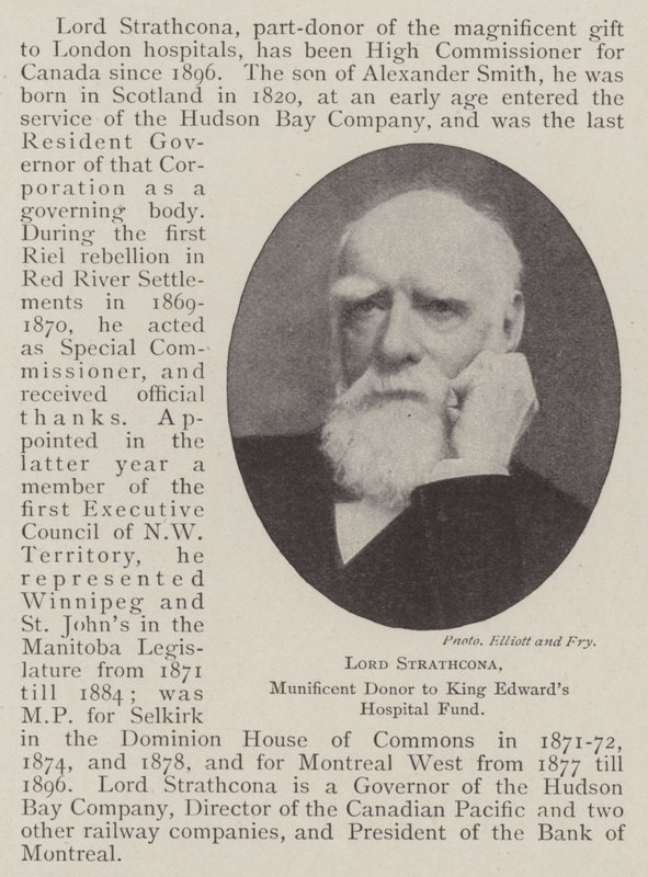 Lord Strathcona, donante munificente al King Edwards Hospital Fund de English Photographer