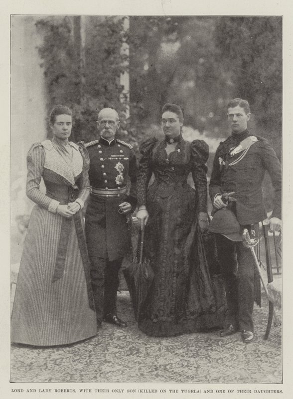 Lord y Lady Roberts, con su único hijo (muerto en el Tugela) y una de sus hijas de English Photographer