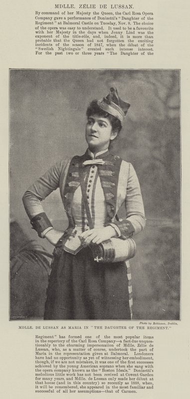 Mademoiselle de Lussan como María en La hija del regimiento de English Photographer
