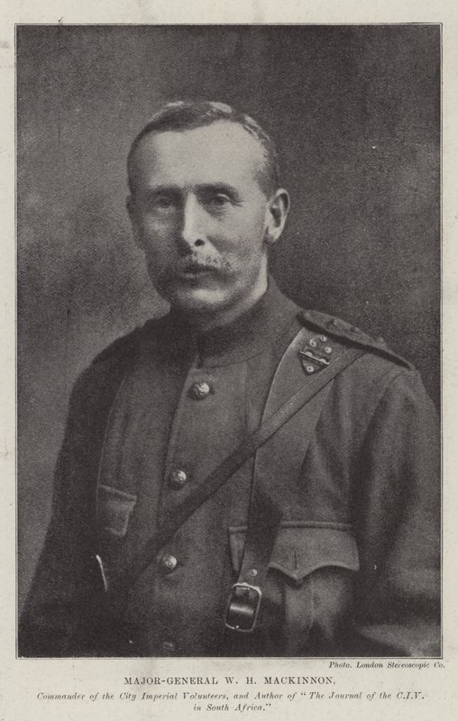 Mayor General W H Mackinnon, comandante de los Voluntarios Imperiales de la Ciudad y autor de El diario del CIV en Sudáfrica de English Photographer
