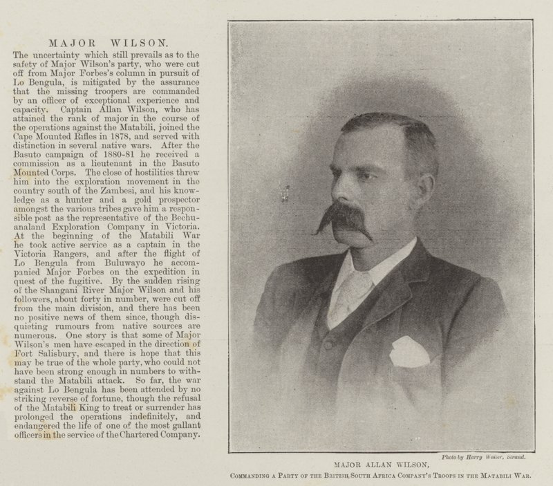 El mayor Allan Wilson, comandando una partida de las tropas de la British South Africa Company en la guerra de Matabili de English Photographer