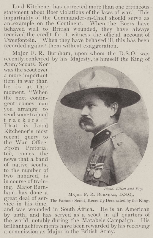 Mayor F R Burnham, DSO, el Famoso Explorador, Recientemente Decorado por el Rey de English Photographer