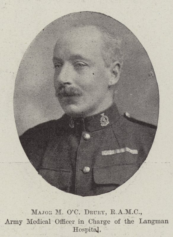 Mayor M OC Drury, RAMC, Oficial Médico del Ejército a Cargo del Hospital Langman de English Photographer