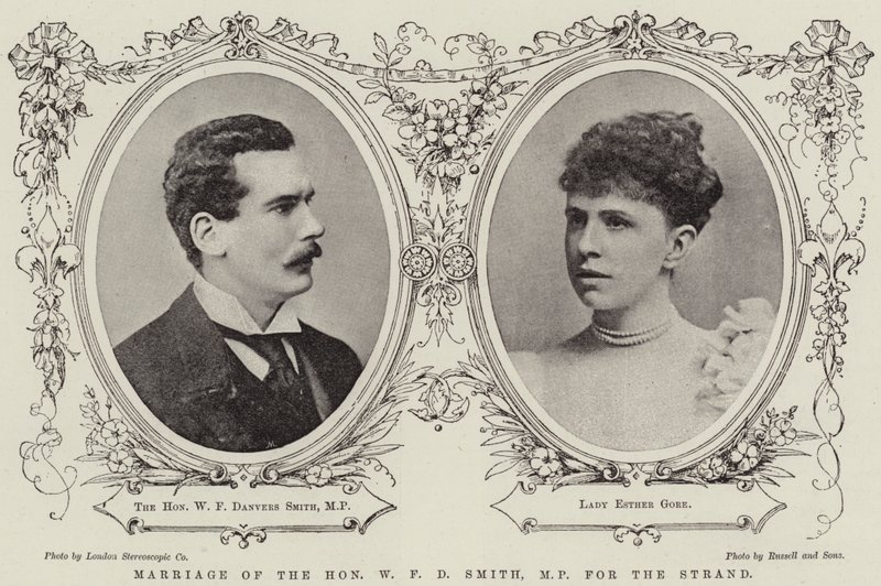 Matrimonio del honorable W F D Smith, MP por el Strand de English Photographer