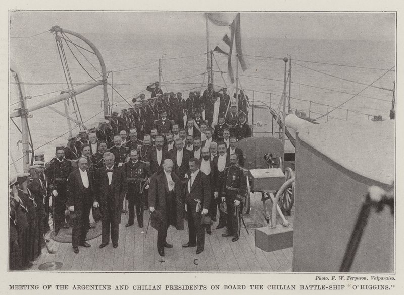 Reunión de los presidentes de Argentina y Chile a bordo del acorazado chileno OHiggins de English Photographer
