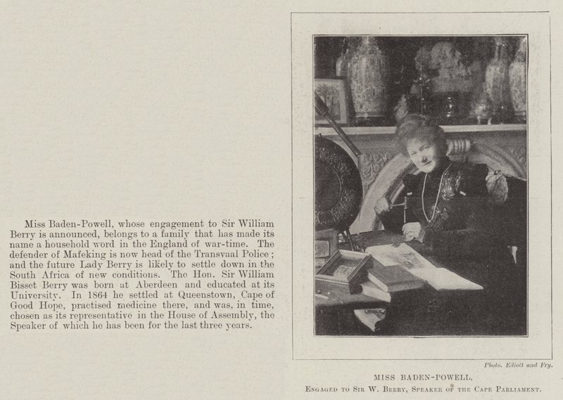 Miss Baden-Powell, comprometida con Sir W Berry, presidente del Parlamento del Cabo de English Photographer