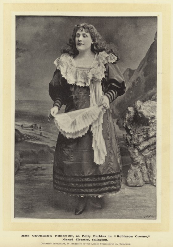 Miss Georgina Preston, como Polly Perkins en Robinson Crusoe, Grand Theatre, Islington de English Photographer