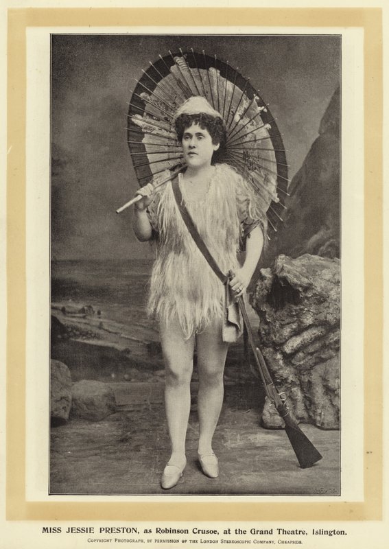 Miss Jessie Preston, como Robinson Crusoe, en el Grand Theatre, Islington de English Photographer