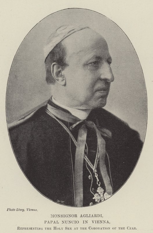 Monseñor Agliardi, Nuncio Papal en Viena, representando a la Santa Sede en la Coronación del Zar de English Photographer