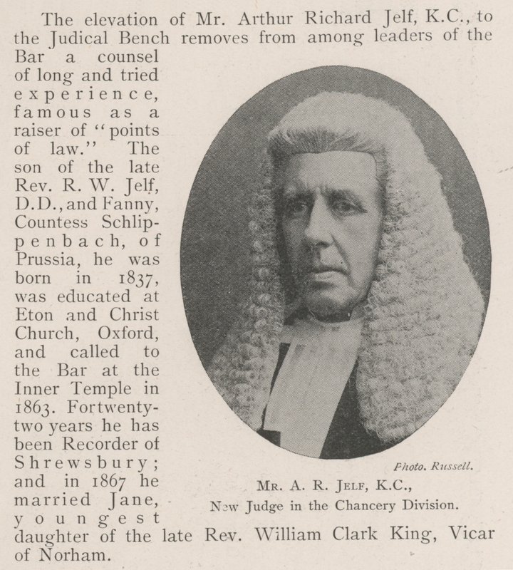El Sr. A R Jelf, KC, nuevo juez en la División de Cancillería de English Photographer