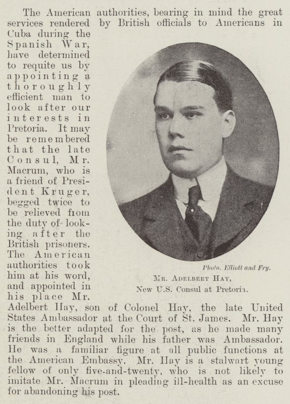 El Sr. Adelbert Hay, nuevo cónsul de EE.UU. en Pretoria de English Photographer