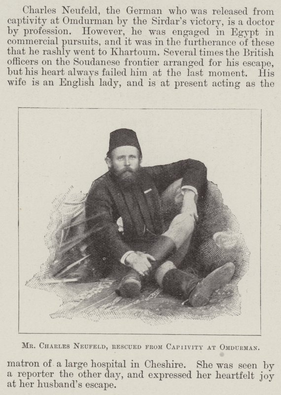 El Sr. Charles Neufeld, rescatado de la cautividad en Omdurman de English Photographer