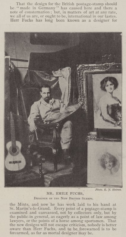 Sr. Emile Fuchs, Diseñador de los Nuevos Sellos Británicos de English Photographer