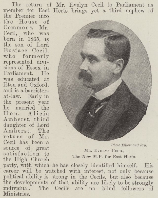 El Sr. Evelyn Cecil, el nuevo MP para East Herts de English Photographer