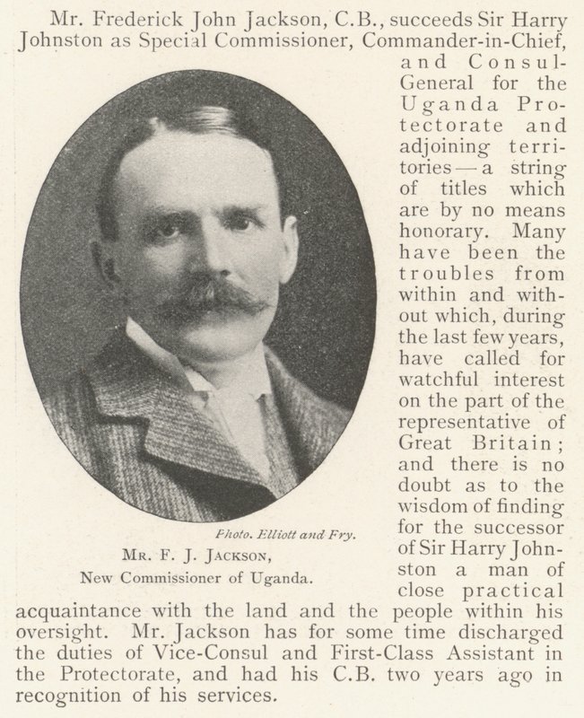 Sr. F J Jackson, nuevo comisionado de Uganda de English Photographer
