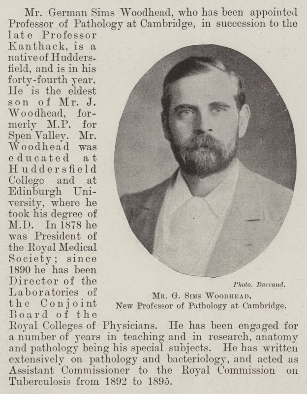 Sr. G. Sims Woodhead, nuevo profesor de patología en Cambridge de English Photographer