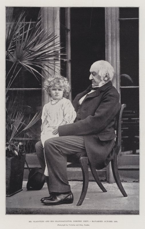 Sr. Gladstone y su nieta, Dorothy Drew, Hawarden, octubre de 1893 de English Photographer