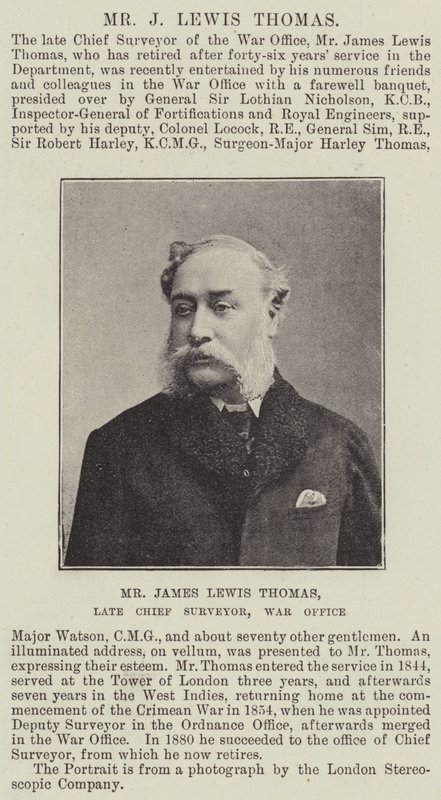 El Sr. James Lewis Thomas, ex jefe de topografía, Oficina de Guerra de English Photographer