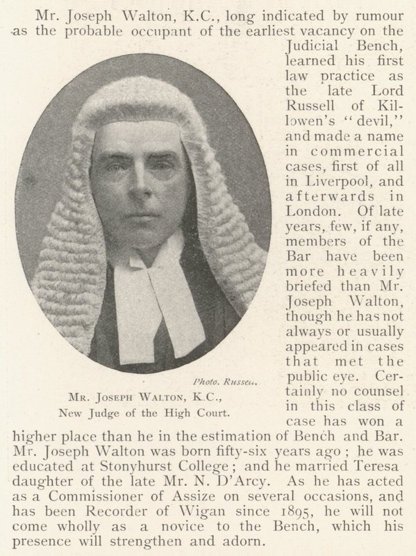 Sr. Joseph Walton, KC, nuevo juez del Tribunal Superior de English Photographer