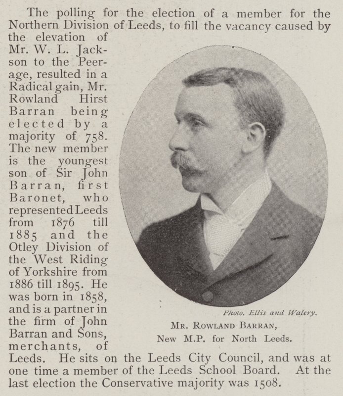 El Sr. Rowland Barran, nuevo MP por North Leeds de English Photographer