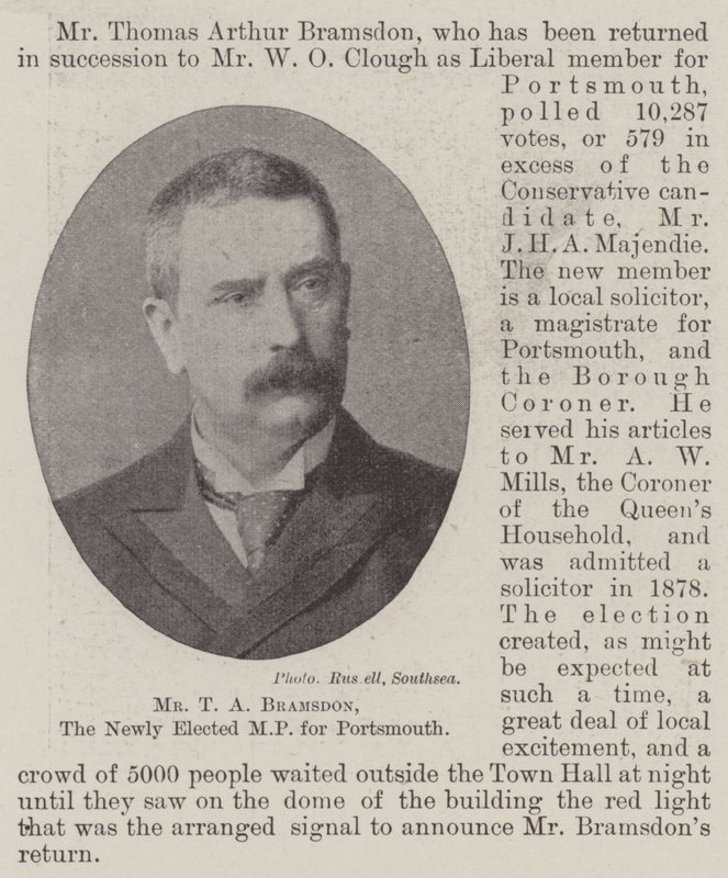 Sr. T A Bramsdon, el Recién Electo MP de Portsmouth de English Photographer