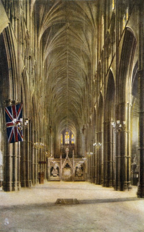 Nave y tumba del Soldado Desconocido, Abadía de Westminster, Londres de English Photographer