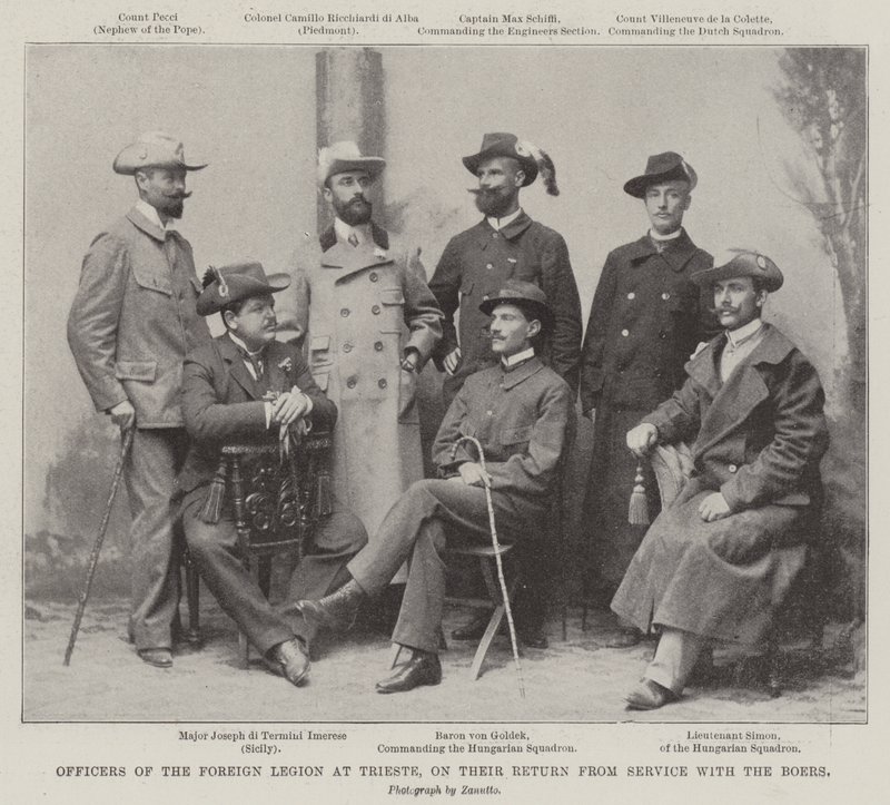 Oficiales de la Legión Extranjera en Trieste, a su regreso del servicio con los Boers de English Photographer