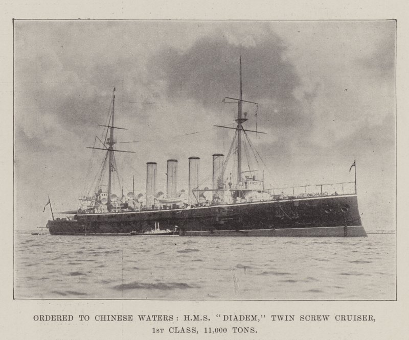Ordenado a aguas chinas, HMS Diadem, crucero de doble hélice, 1ª clase, 11,000 toneladas de English Photographer