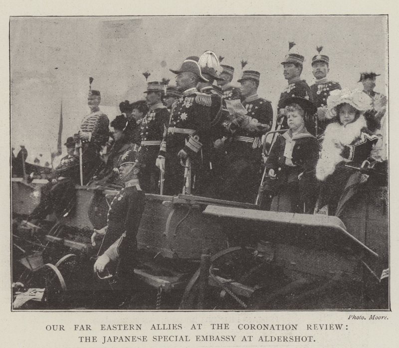 Nuestros Aliados del Lejano Oriente en la Revisión de la Coronación, la Embajada Especial Japonesa en Aldershot de English Photographer