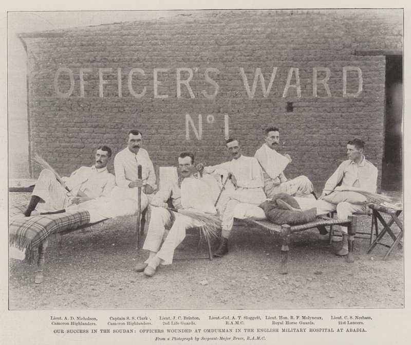 Nuestro éxito en Sudán, oficiales heridos en Omdurman en el hospital militar inglés en Abadia de English Photographer