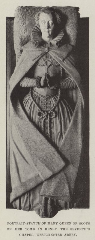 Estatua-retrato de María Reina de Escocia en su tumba en la Capilla de Enrique VII, Abadía de Westminster de English Photographer