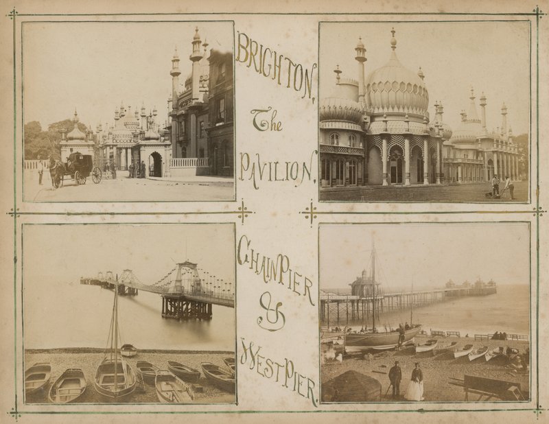 Postal con imágenes que muestran vistas de Brighton de English Photographer