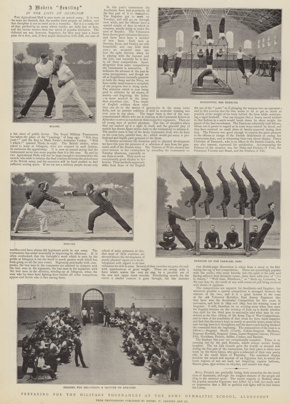 Preparativos para el torneo militar en la Escuela de Gimnasia del Ejército, Aldershot de English Photographer