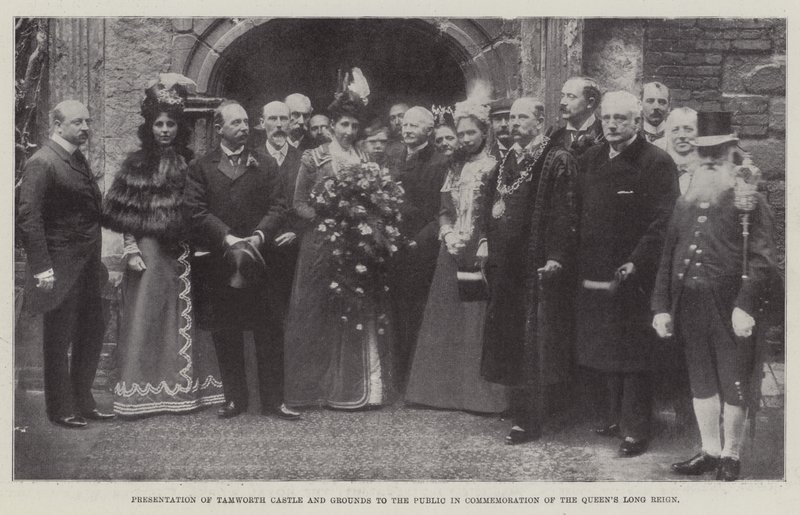 Presentación del Castillo y Terrenos de Tamworth al público en conmemoración del largo reinado de la Reina, 27 de mayo de 1899 de English Photographer