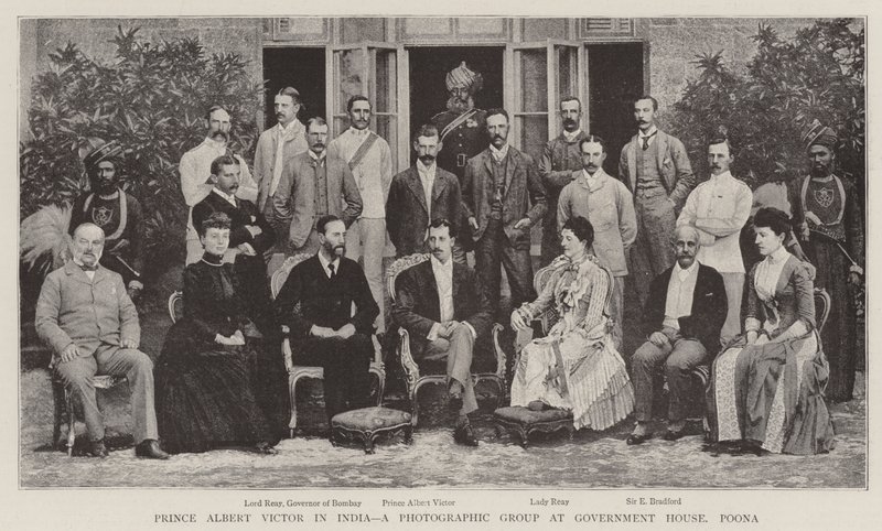 Príncipe Alberto Víctor en India, un Grupo Fotográfico en la Casa de Gobierno, Poona de English Photographer