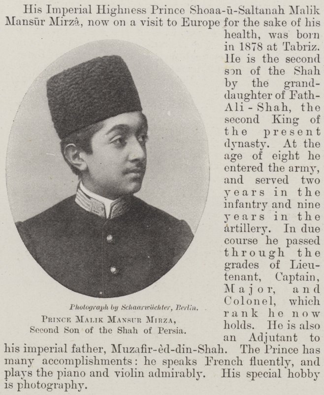 Príncipe Malik Mansur Mirza, segundo hijo del Shah de Persia de English Photographer