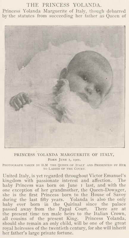 La Princesa Yolanda Margarita de Italia, nacida el 1 de junio de 1901 de English Photographer