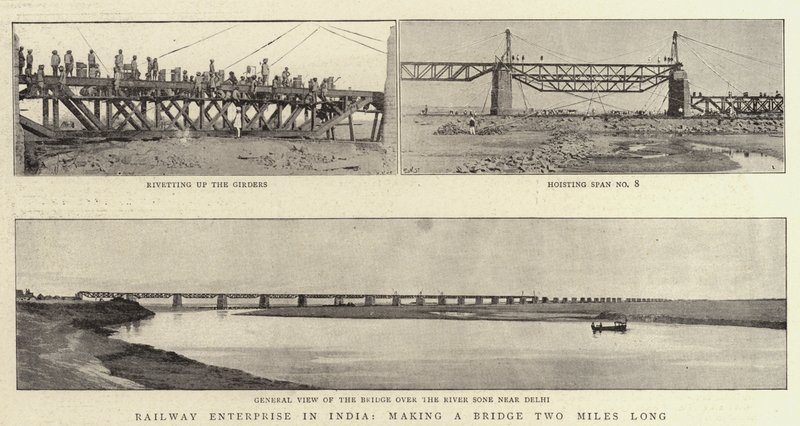 Empresa ferroviaria en India, construyendo un puente de dos millas de largo de English Photographer
