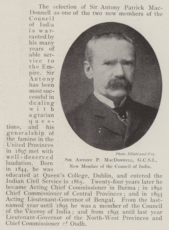 Sir Antony P MacDonnell, GCSI, nuevo miembro del Consejo de la India de English Photographer