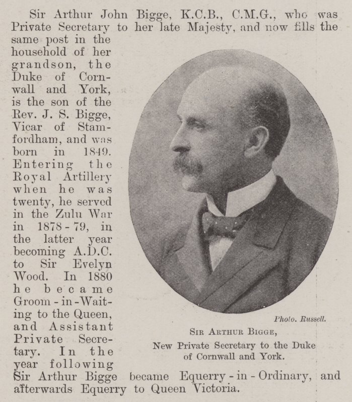 Sir Arthur Bigge, nuevo Secretario Privado del Duque de Cornualles y York de English Photographer