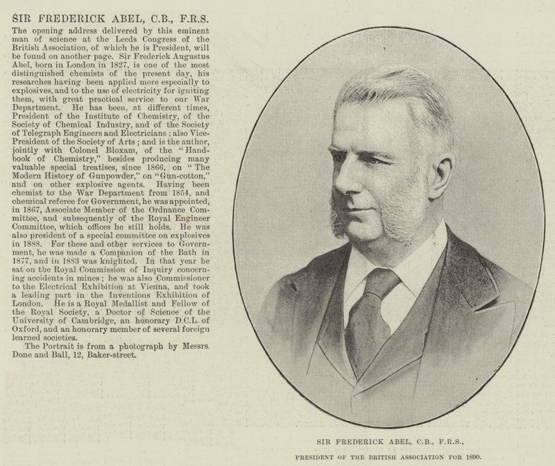 Sir Frederick Abel, CB, FRS, Presidente de la Asociación Británica para 1890 de English Photographer