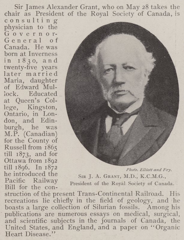 Sir J A Grant, MD, KCMG, presidente de la Sociedad Real de Canadá de English Photographer